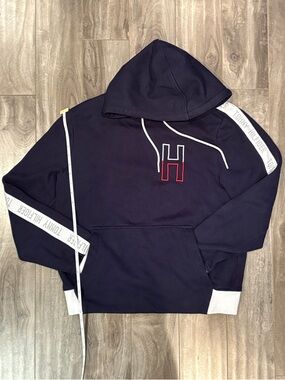Tommy Hilfiger Navy Crewneck Hoodie with Contrast H
